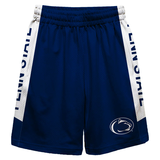 Penn State Nittany Lions Vive La Fete Game Day Navy Stripes Boys Solid White Athletic Mesh Short