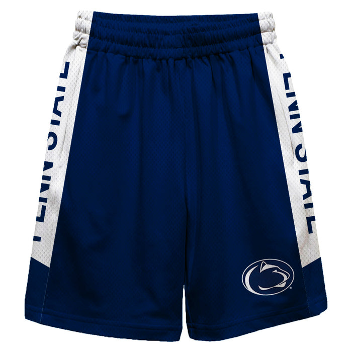 Penn State Nittany Lions Vive La Fete Game Day Navy Stripes Boys Solid White Athletic Mesh Short