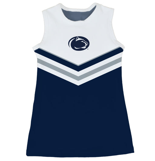 Penn State Nittany Lions Sleeveless Cheerleader A Line Dress White and Navy