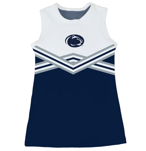 Penn State Nittany Lions Sleeveless Cheerleader A Line Dress White and Navy