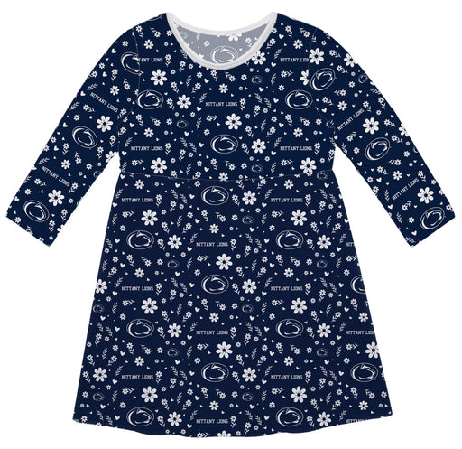 Penn State Nittany Lions Vive La Fete Girls Game Day Long Sleeve Navy Dress