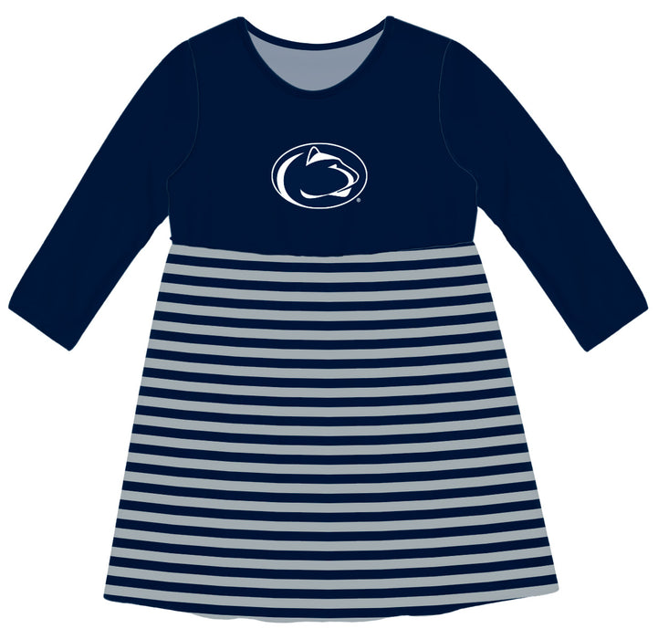 Penn State Nittany Lions Vive La Fete Girls Game Day Long Sleeve Navy Stripe on Skirt - Vive La Fête - Online Apparel Store