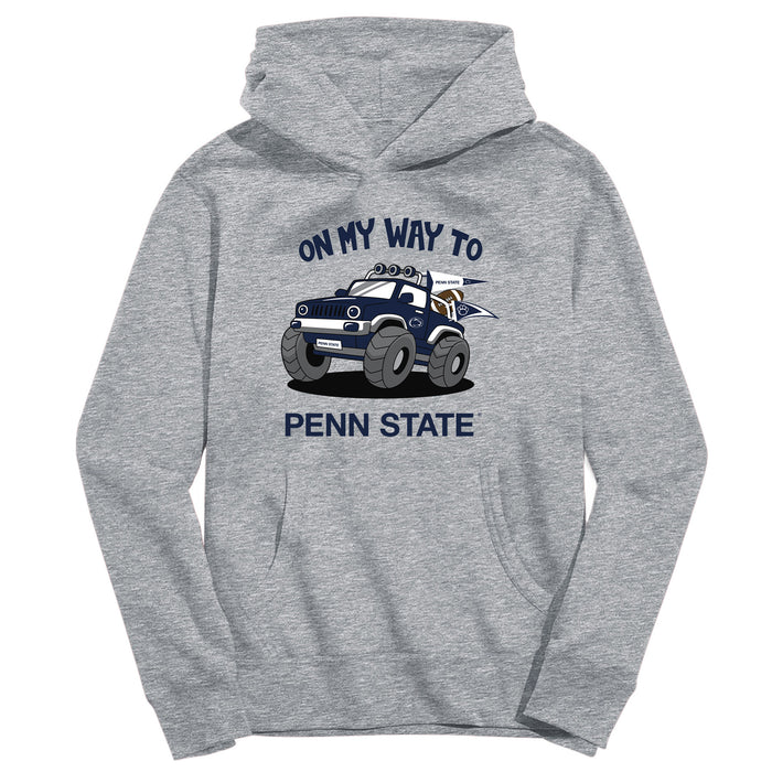 Penn State Nittany Lions On My Way Monster Truck Heather Grey Cotton Youth Hoodie