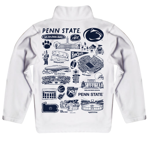 Penn State Nittany Lions Hand Sketched Vive La Fete Impressions Artwork White Boys Quarter Zip Pullover V1 - Vive La Fête - Online Apparel Store