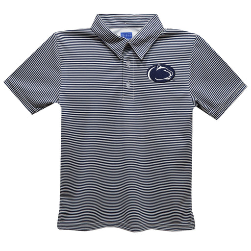 Penn State Nittany Lions Embroidered Navy Stripes Short Sleeve Polo Box Shirt