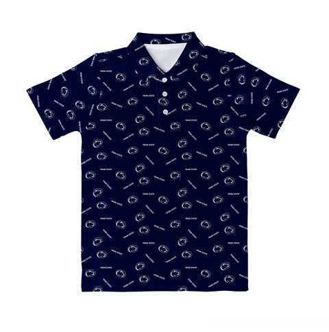 Penn State Nittany Lions Repeat Print Vive La Fete Boys Navy Short Sleeve Polo Shirt