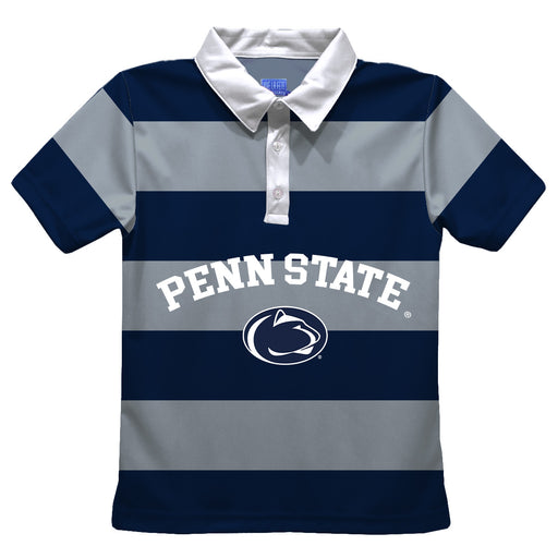 Penn State Nittany Lions Stripes Short Sleeve Polo Box Shirt Navy and Grey - Vive La Fête - Online Apparel Store