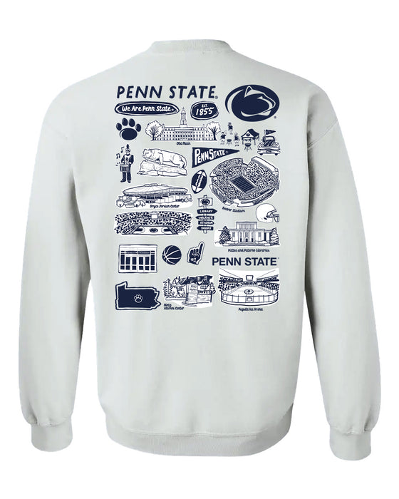 Penn State Nittany Lions Hand Sketched Artwork Navy Crewneck Sweatshirt for Women - Vive La Fête - Online Apparel Store