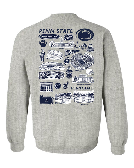 Penn State Nittany Lions Hand Sketched Artwork Navy Crewneck Sweatshirt for Women - Vive La Fête - Online Apparel Store