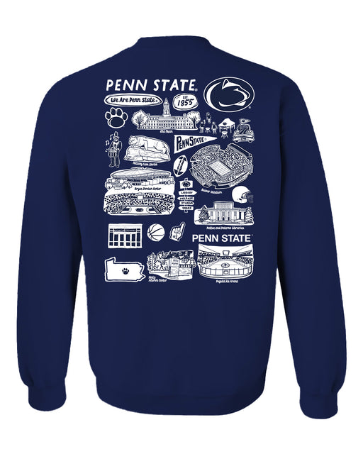 Penn State Nittany Lions Hand Sketched Artwork Navy Crewneck Sweatshirt for Women - Vive La Fête - Online Apparel Store