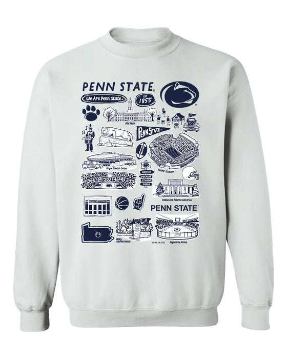 Penn State Nittany Lions Hand Sketched Vive La Fete Impressions White Cotton Crewneck Sweatshirt for Women