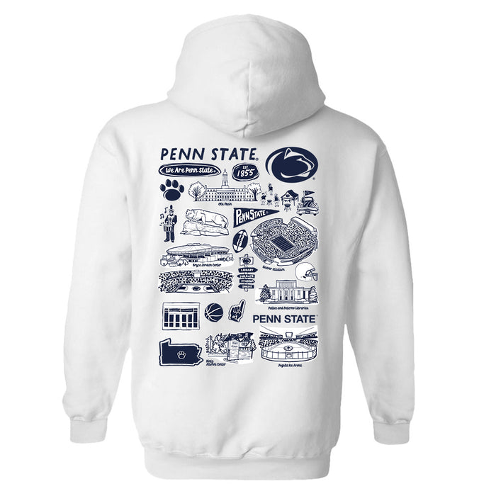 Penn State Nittany Lions Hand Sketched Artwork Cotton Fleece Women Hoodie - Vive La Fête - Online Apparel Store