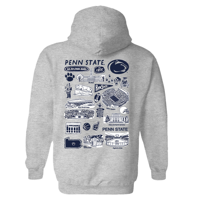 Penn State Nittany Lions Hand Sketched Artwork Cotton Fleece Women Hoodie - Vive La Fête - Online Apparel Store