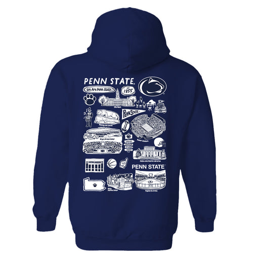 Penn State Nittany Lions Hand Sketched Artwork Cotton Fleece Women Hoodie - Vive La Fête - Online Apparel Store