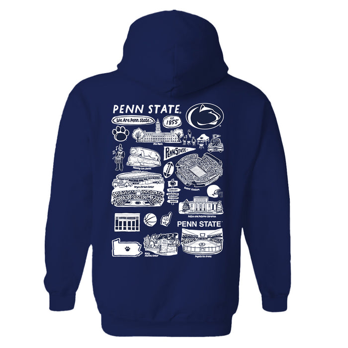 Penn State Nittany Lions Hand Sketched Artwork Cotton Fleece Women Hoodie - Vive La Fête - Online Apparel Store