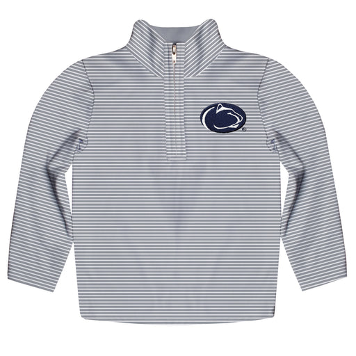 Penn State Nittany Lions Embroidered Womens Gray Stripes Quarter Zip Pullover