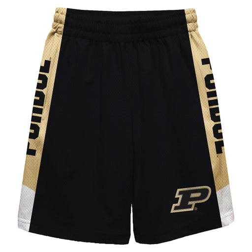 Purdue Boilermakers Vive La Fete Game Day Black Stripes Boys Solid Gold Athletic Mesh Short