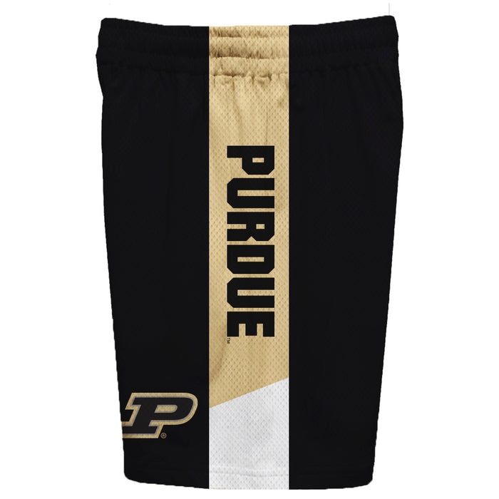Purdue Boilermakers Vive La Fete Game Day Black Stripes Boys Solid Gold Athletic Mesh Short