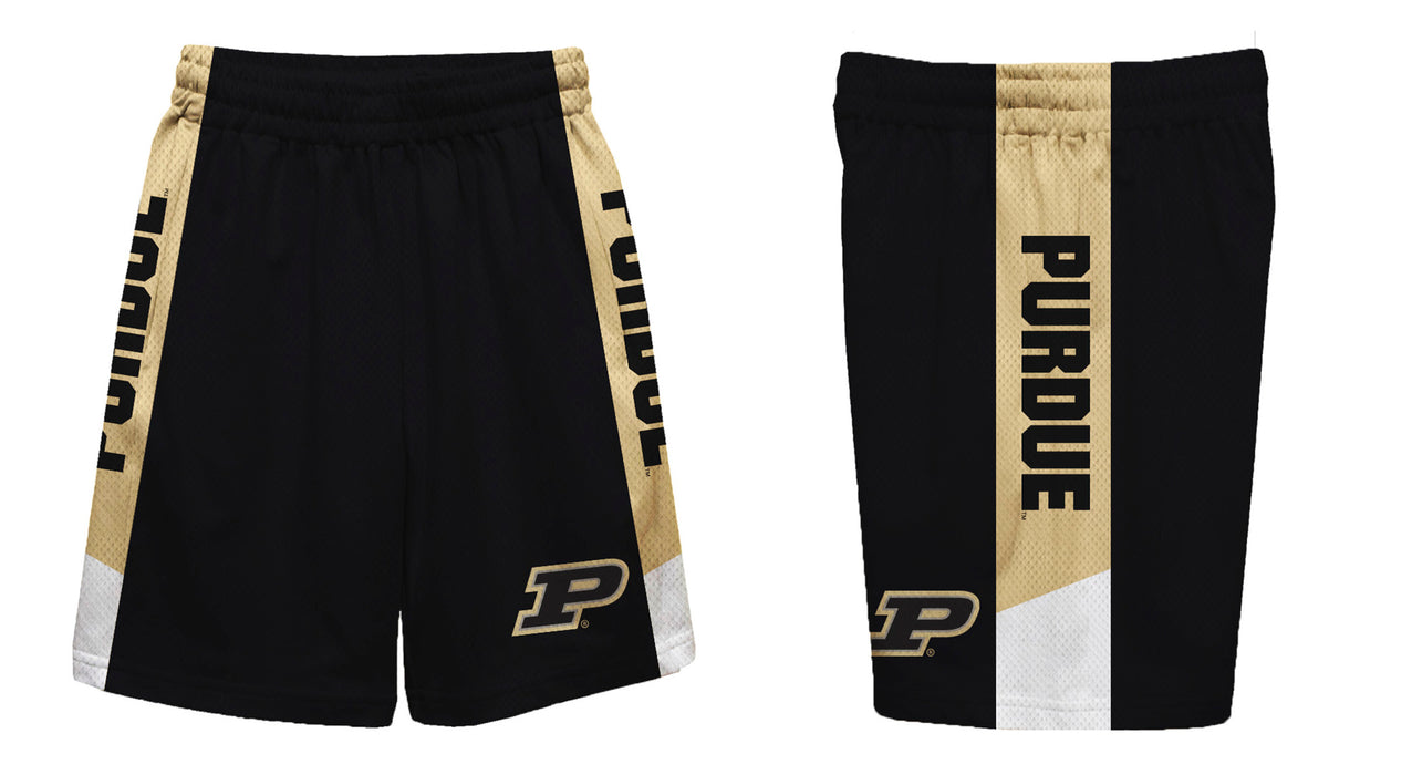 Purdue Boilermakers Vive La Fete Game Day Black Stripes Boys Solid Gold Athletic Mesh Short - Vive La Fête - Online Apparel Store