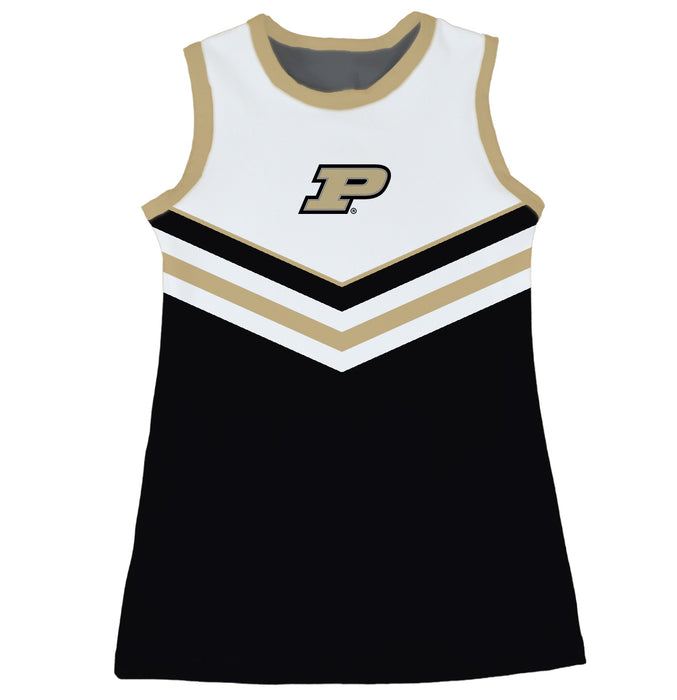 Purdue University Boilermakers Sleeveless Cheerleader A Line Dress White and Black
