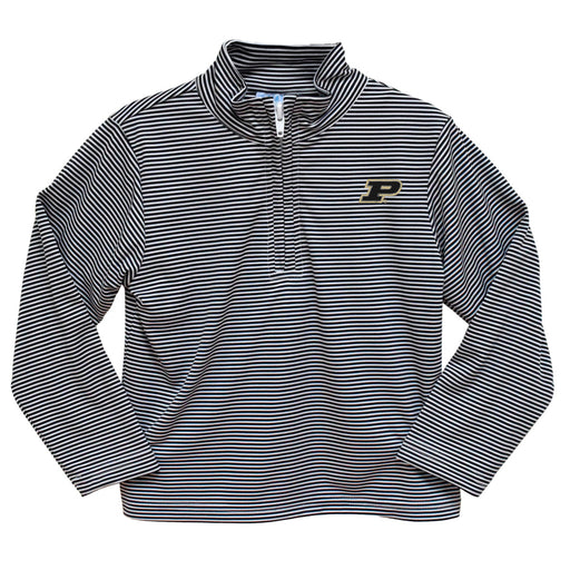 Purdue University Boilermakers Embroidered Black Stripes Quarter Zip Pullover