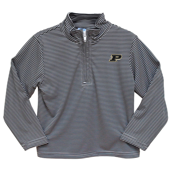 Purdue University Boilermakers Embroidered Black Stripes Quarter Zip Pullover