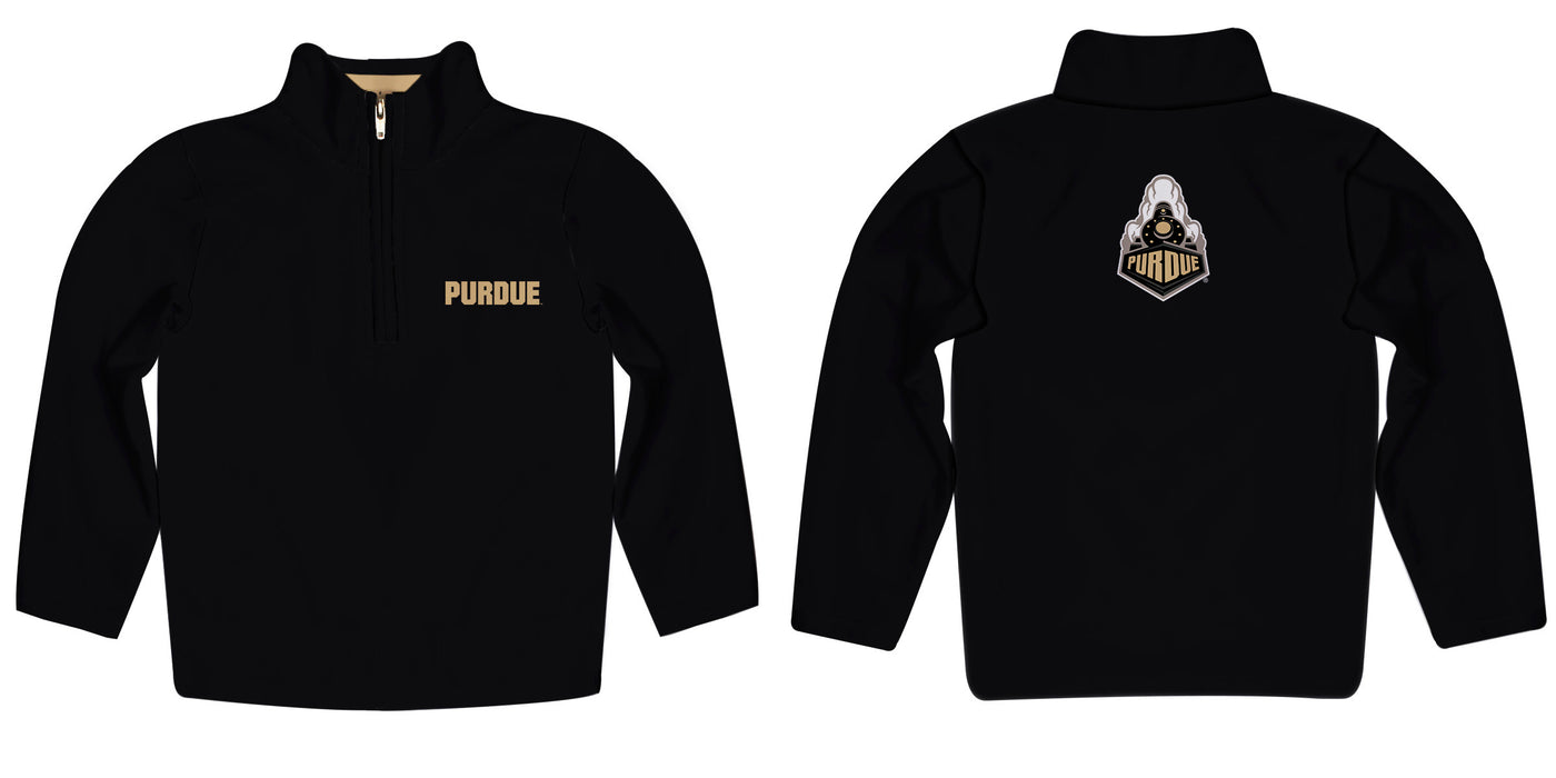 Purdue University Boilermakers Vive La Fete Game Day Solid Black Quarter Zip Pullover Sleeves - Vive La Fête - Online Apparel Store