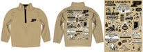 Purdue University Boilermakers Hand Sketched Vive La Fete Impressions Artwork Gold Boys Quarter Zip Pullover V1 - Vive La Fête - Online Apparel Store