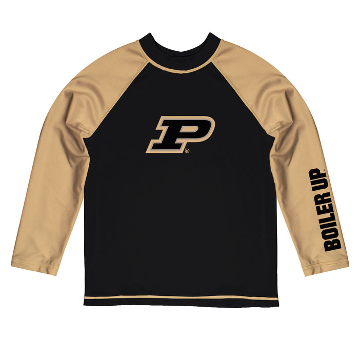Purdue University Boilermakers Vive La Fete Logo Black Long Sleeve Raglan Rashguard