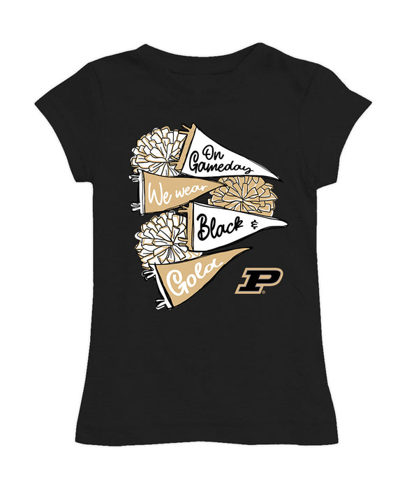Purdue University Boilermakers Girl´s Fitted Cotton T-shirt Black