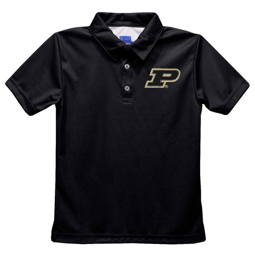 Purdue University Boilermakers Embroidered Black Short Sleeve Polo Box Shirt