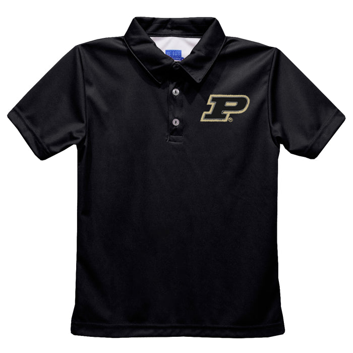 Purdue University Boilermakers Embroidered Black Short Sleeve Polo Box Shirt