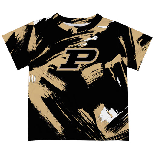 Purdue University Boilermakers Vive La Fete Boys Game Day Black Short Sleeve Tee Paint Brush