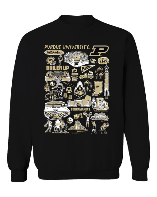 Purdue Boilermakers Vive La Fete Impressions Black Cotton Crewneck Sweatshirt for Women
