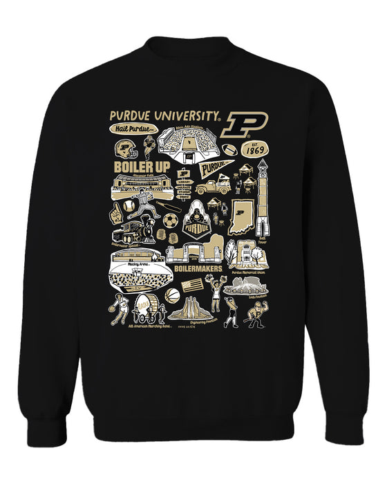 Purdue Boilermakers Vive La Fete Impressions Black Cotton Crewneck Sweatshirt for Women