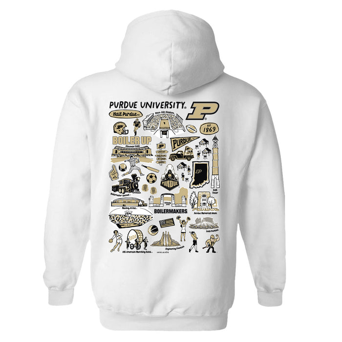 Purdue University Boilermakers Hand Sketched Artwork Cotton Fleece Women Hoodie - Vive La Fête - Online Apparel Store
