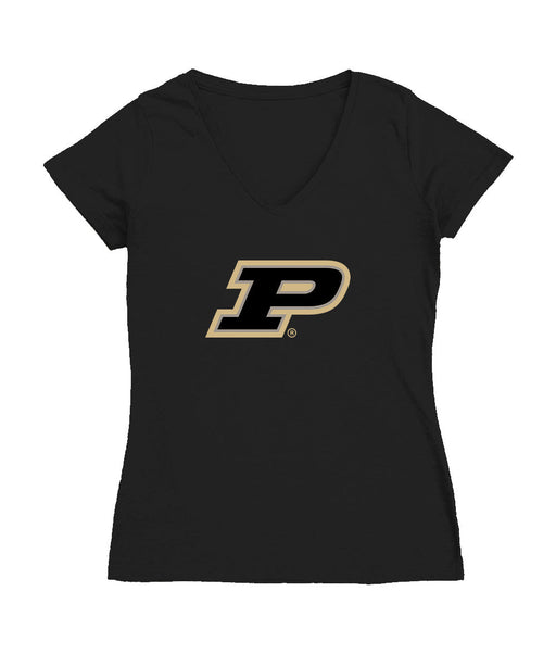 Purdue Boilermakers Women's V-neck Fitted Cotton T-Shirt Black