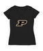 Purdue Boilermakers Women's V-neck Fitted Cotton T-Shirt Black