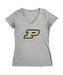 Purdue Boilermakers Women's V-neck Fitted Cotton T-Shirt Grey