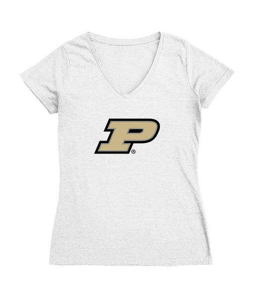 Purdue Boilermakers Women's V-neck Fitted Cotton T-Shirt White