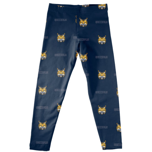 Quinnipiac  Bobcats Vive La Fete Girls Game Day All Over Two Logos Elastic Waist Classic Play Navy Leggings Tights