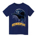 Quinnipiac University Bobcats Original Dripping Baseball Helmet Navy T-Shirt Cotton by Vive La Fete