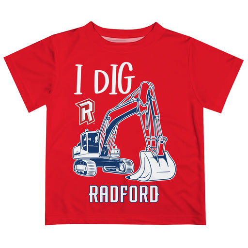 Radford University Highlanders Vive La Fete Excavator Boys Game Day Red Short Sleeve Tee