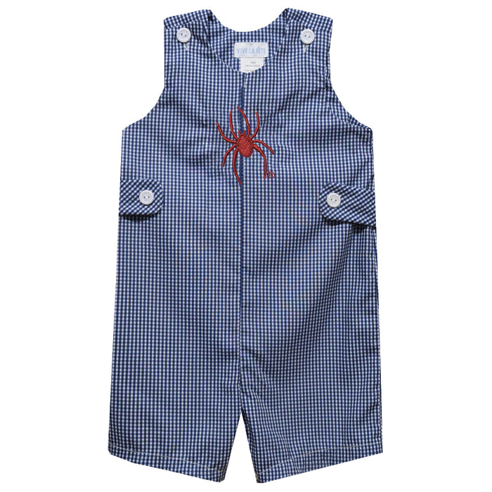 University of Richmond Spiders Embroidered Navy Gingham Boys Jon Jon