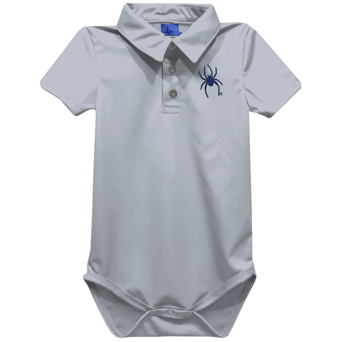 University of Richmond Spiders Embroidered Gray Solid Knit Boys Polo Bodysuit