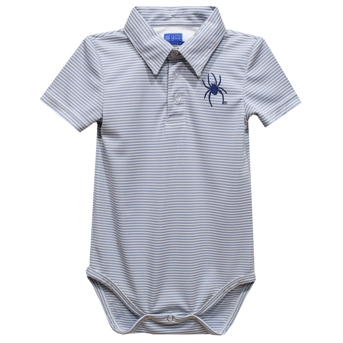 University of Richmond Spiders Embroidered Gray Stripe Knit Boys Polo Bodysuit