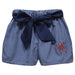 University of Richmond Spiders Embroidered Navy Gingham Girls Short with Sash