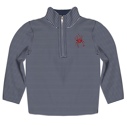 University of Richmond Spiders Embroidered Navy Stripes Quarter Zip Pullover