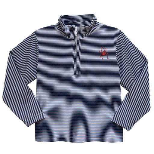 University of Richmond Spiders Embroidered Navy Stripes Quarter Zip Pullover