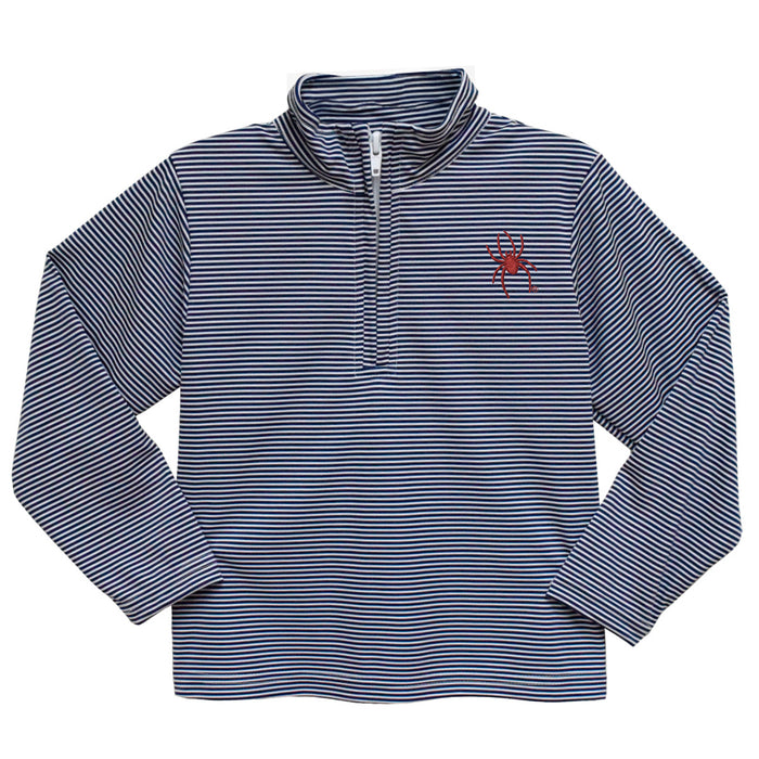 University of Richmond Spiders Embroidered Navy Stripes Quarter Zip Pullover